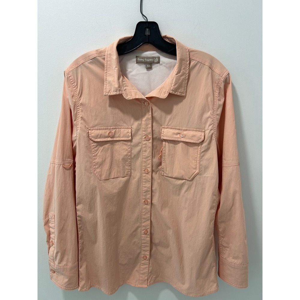 Victory Outfitters Womens XL Peach Fishing Shirt Long Sleeve Utility Hiking Top